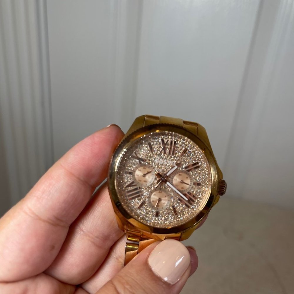 Fossil Cecile Multi-Function Rose Crystal-set Dial Rose Gold-tone Watch - Picture 5 of 9